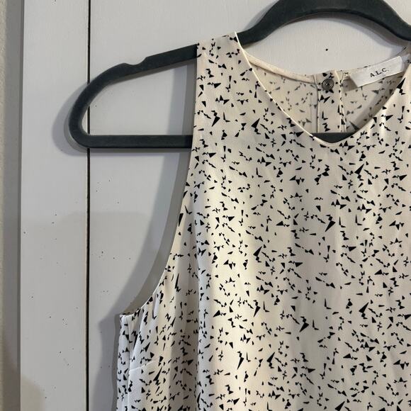 A.L.C. Printed 100% Silk Women’s Tank Top Size Small Cream - Picture 6 of 9